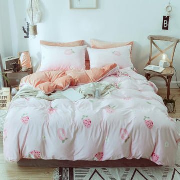 3D Pink Small Strawberry 6695 Bed Pillowcases Quilt