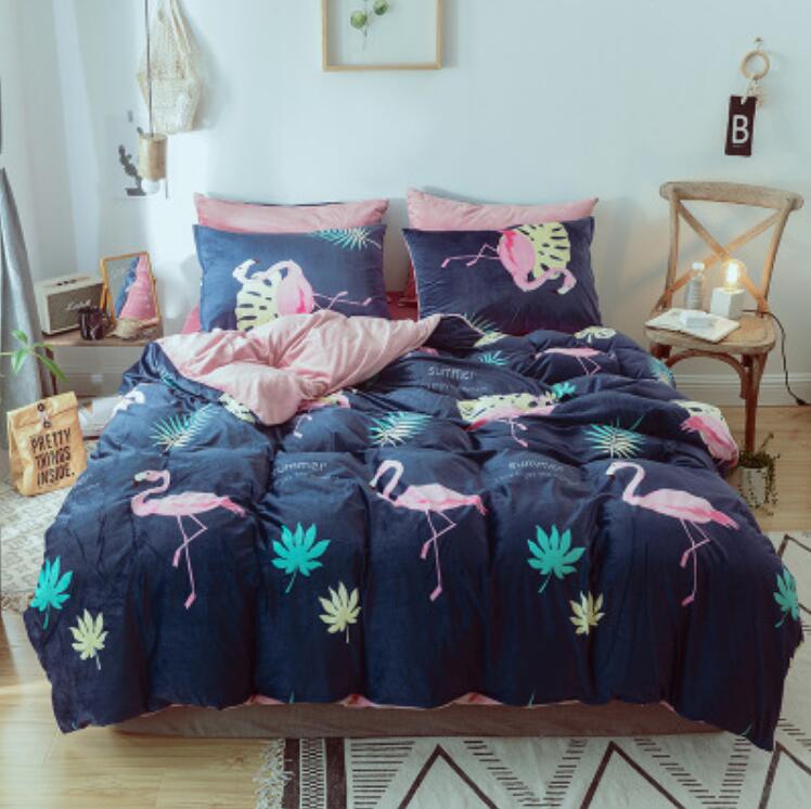 3D Flamingo Maple Leaf 66173 Bed Pillowcases Quilt