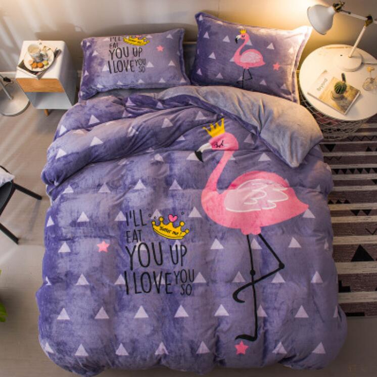 3D Purple Bottom Flamingo 66125 Bed Pillowcases Quilt