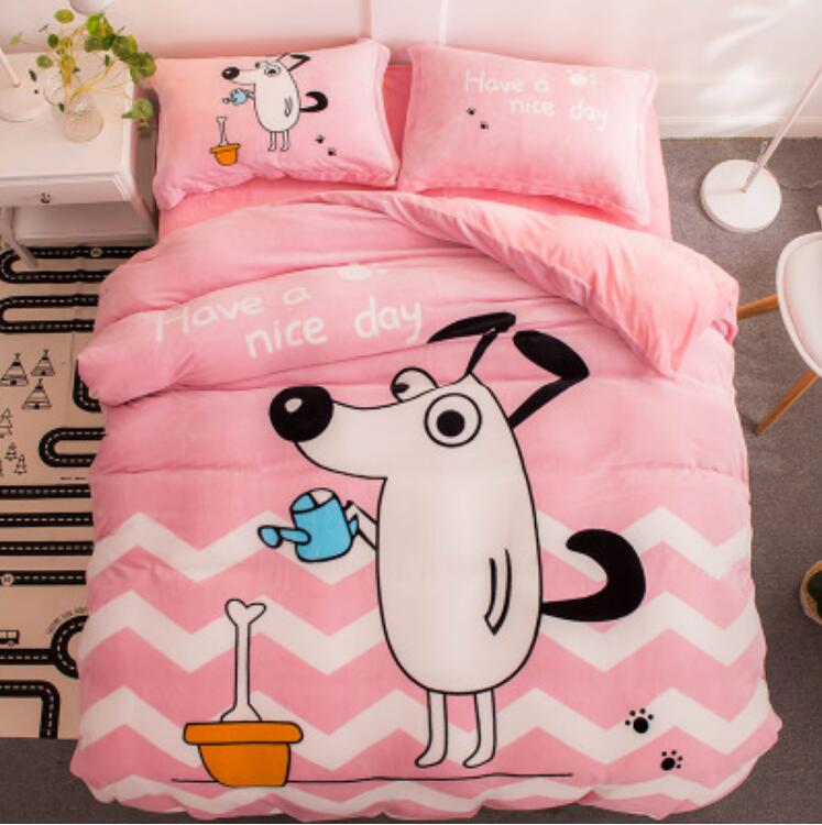 3D Pink Cartoon Puppy 6661 Bed Pillowcases Quilt