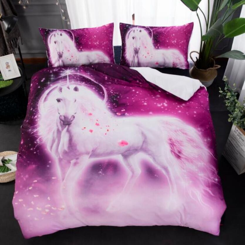 3D White Horse 6663 Bed Pillowcases Quilt