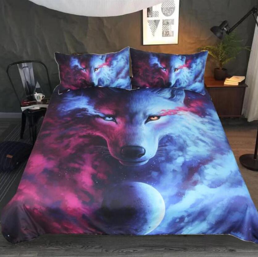 3D Wolf Moon 66191 Bed Pillowcases Quilt
