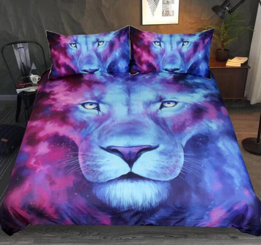 3D Lion Fuchsia 6664 Bed Pillowcases Quilt