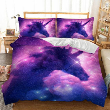 3D Unicorn Shadow Starry Sky 5503 Bed Pillowcases Quilt