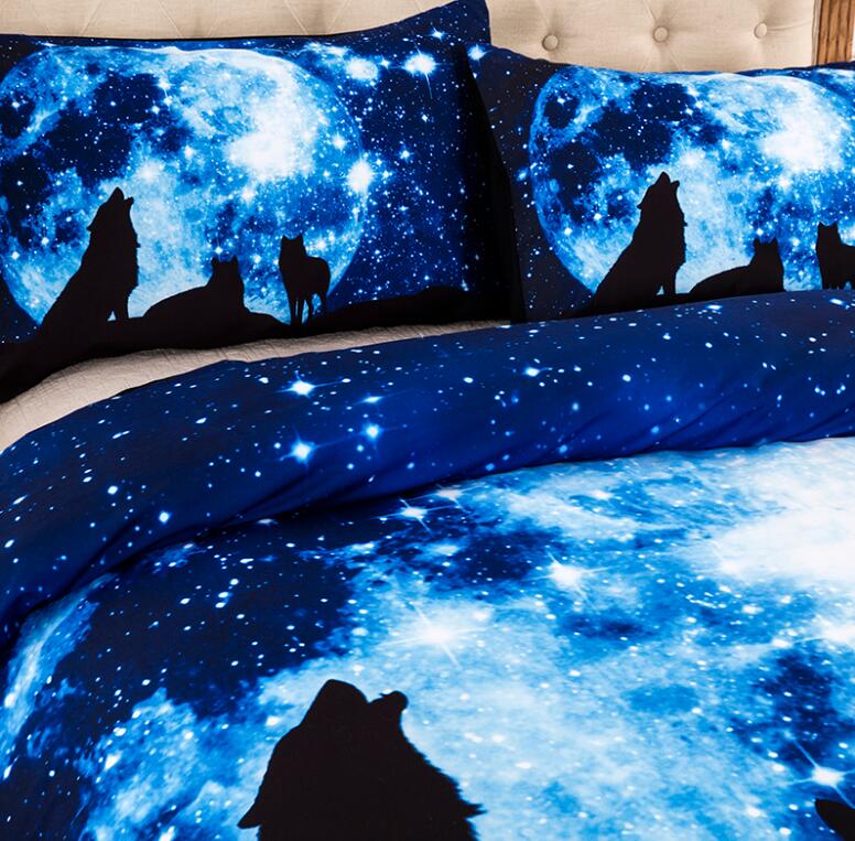 3D Star Wolf Shadow 5510 Bed Pillowcases Quilt
