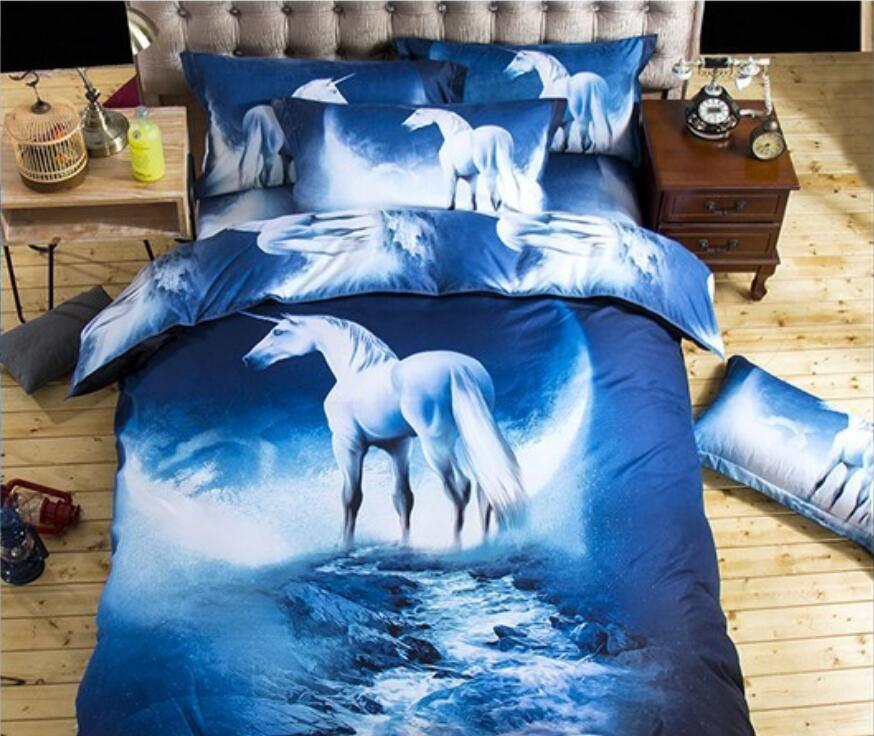 3D Water White Unicorn 6629 Bed Pillowcases Quilt