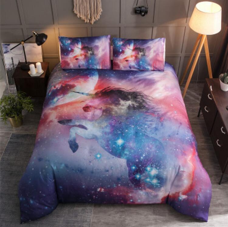 3D Starry Sky Unicorn Star 6667 Bed Pillowcases Quilt