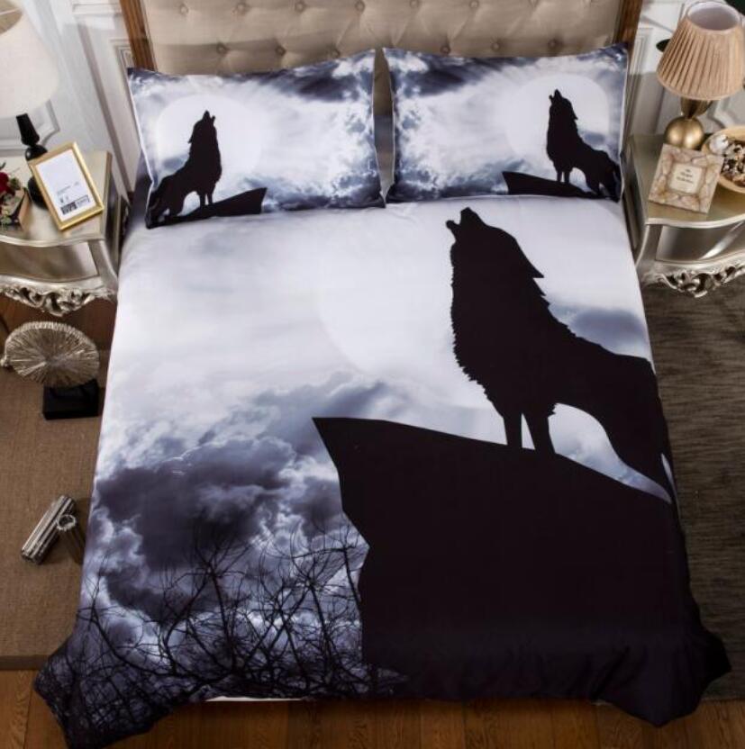 3D Cloud Howling Wolf Shadow 66133 Bed Pillowcases Quilt