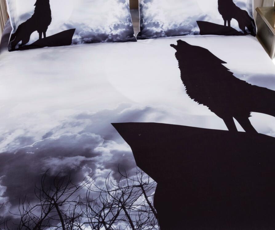 3D Cloud Howling Wolf Shadow 66133 Bed Pillowcases Quilt