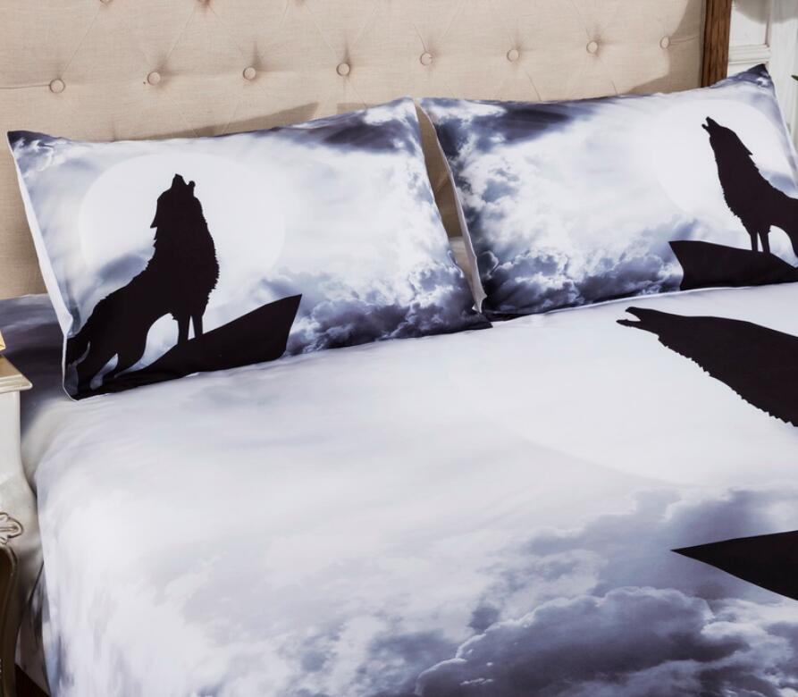 3D Cloud Howling Wolf Shadow 66133 Bed Pillowcases Quilt