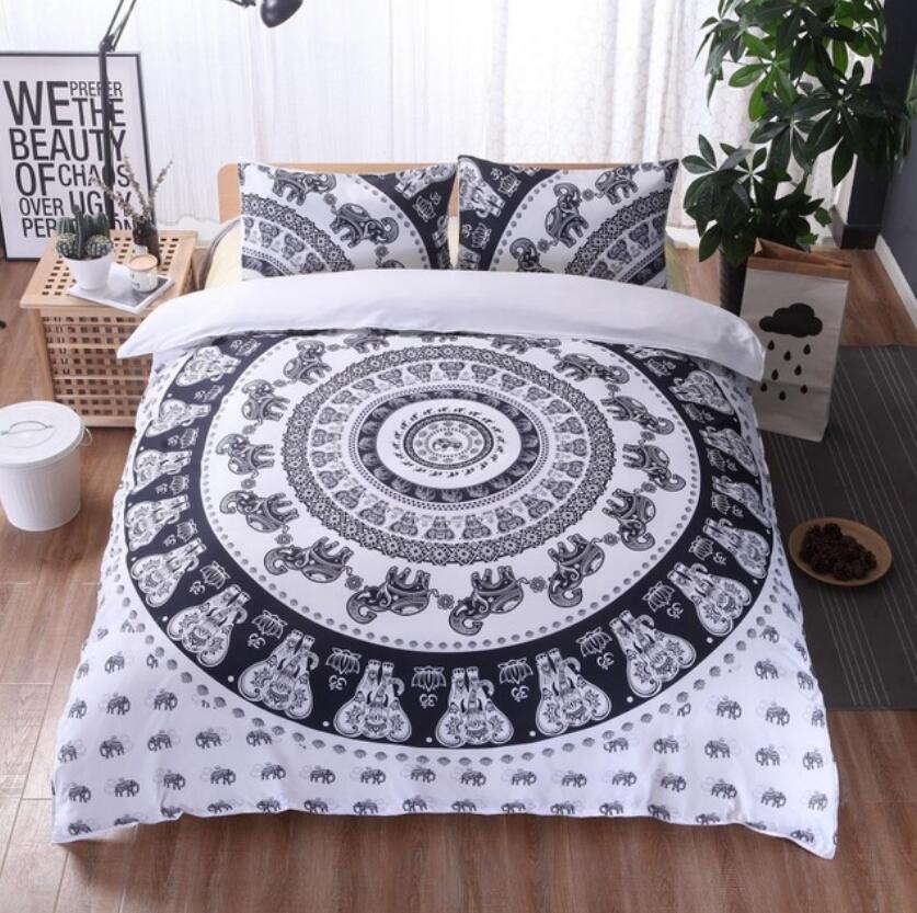 3D Black And White Circle Elephant Pattern 66163 Bed Pillowcases Quilt