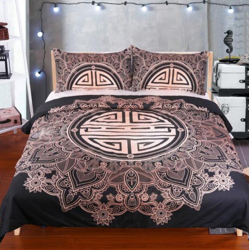 3D Black Background Gold Pattern 5514 Bed Pillowcases Quilt
