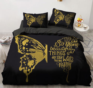 3D Gold Butterfly English Alphabet 5565 Bed Pillowcases Quilt