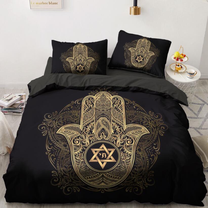 3D Gold Hand Of Fatima Six-Pointed Star 5569 Bed Pillowcases Quilt