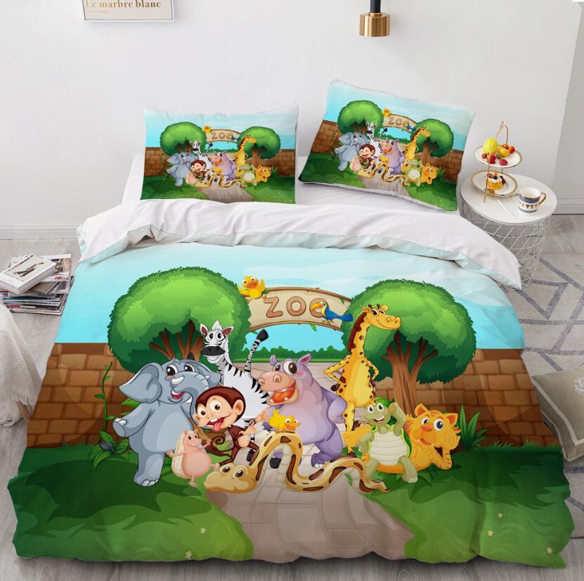 3D Cartoons Zoo 55120 Bed Pillowcases Quilt