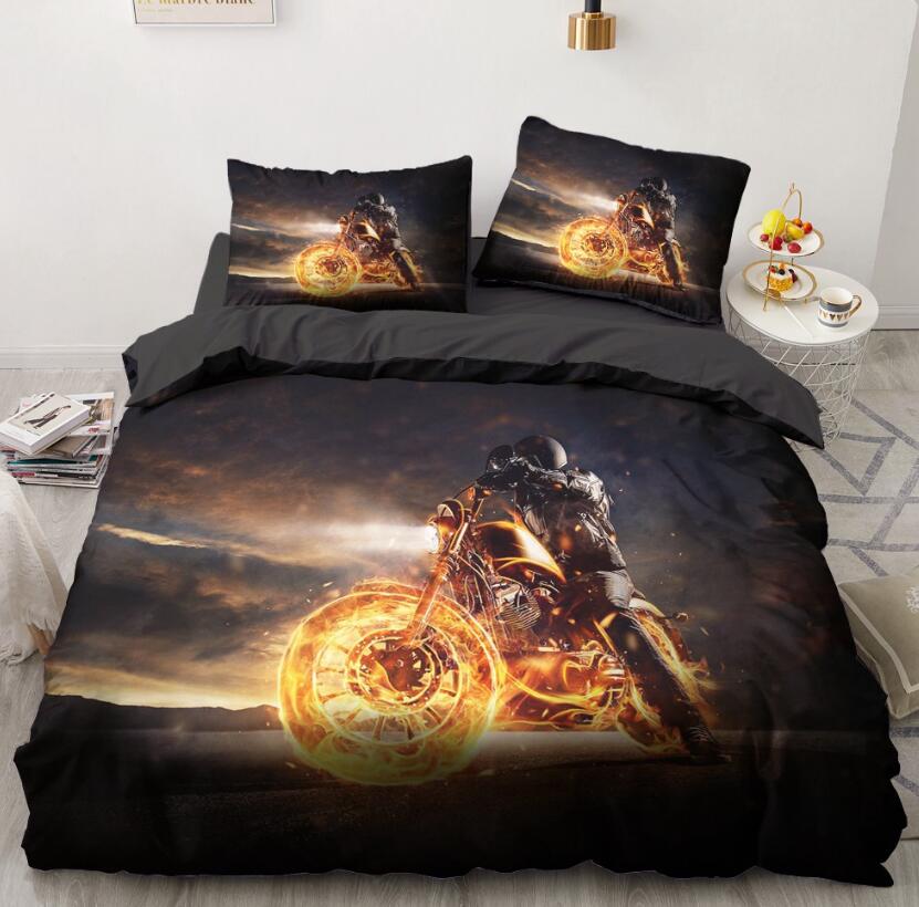 3D Firelight Motorcycle 55112 Bed Pillowcases Quilt