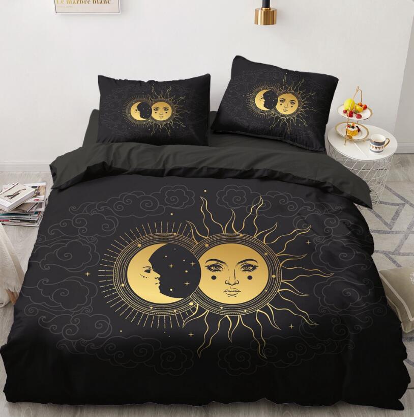 3D Golden Moon Sun 5532 Bed Pillowcases Quilt