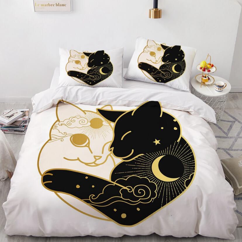 3D Black And White Cat 5534 Bed Pillowcases Quilt