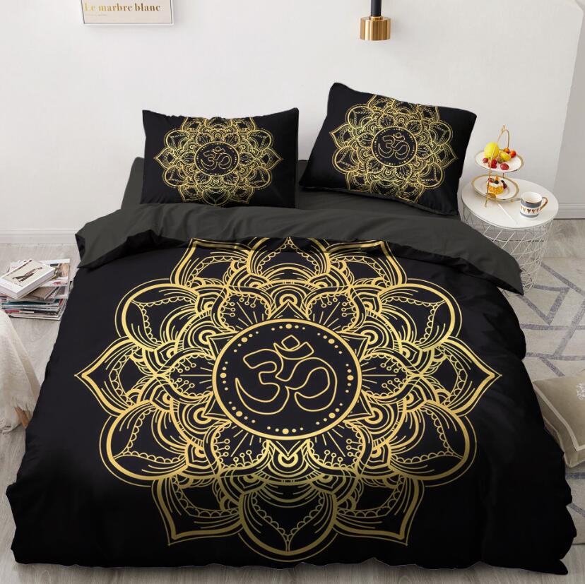 3D Gold Lotus Pattern 5541 Bed Pillowcases Quilt