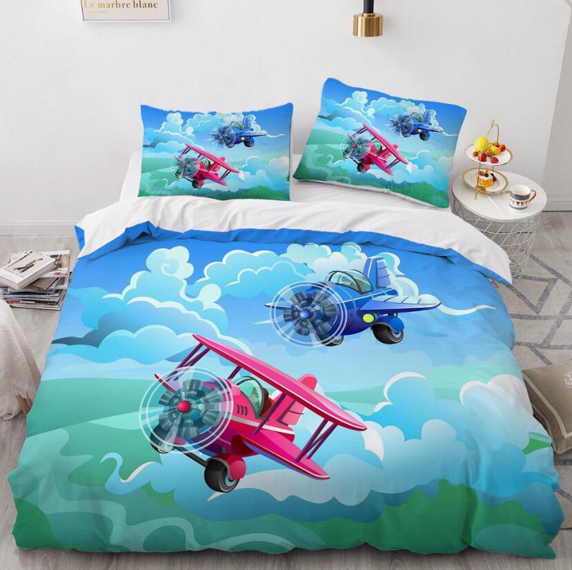 3D Cartoons Aircraft 55159 Bed Pillowcases Quilt