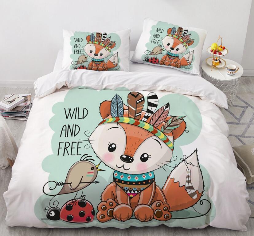 3D Cartoons Fox 55161 Bed Pillowcases Quilt
