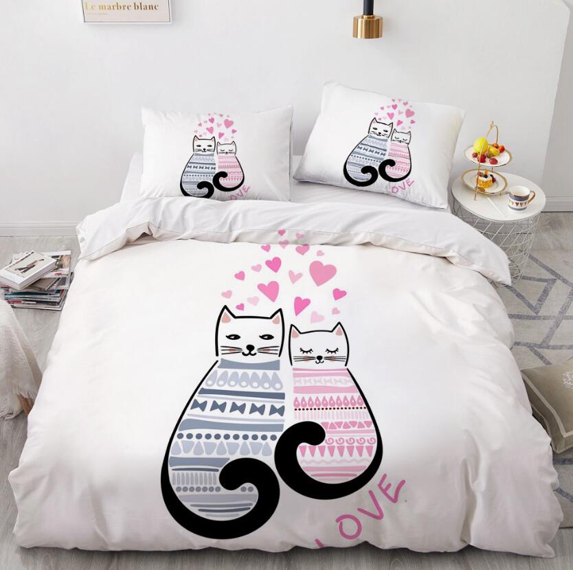 3D Cartoons Two Cats 55163 Bed Pillowcases Quilt