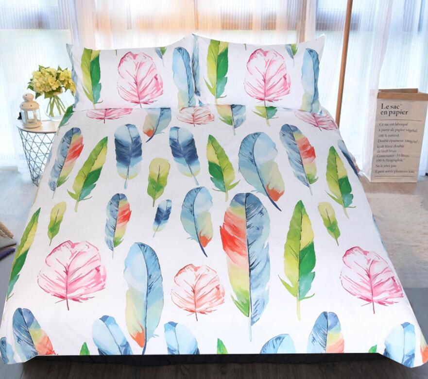 3D Watercolor Feather 9048 Bed Pillowcases Quilt