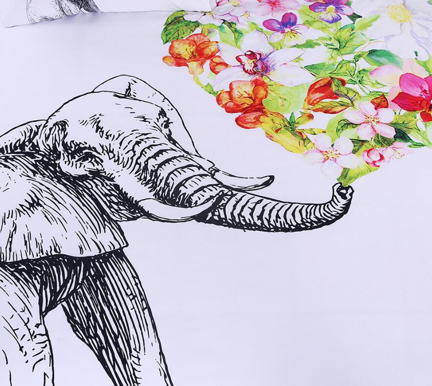 3D Flowers Elephant 1128 Bed Pillowcases Quilt