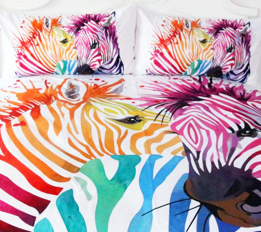 3D Rainbow Zebra 9002 Bed Pillowcases Quilt