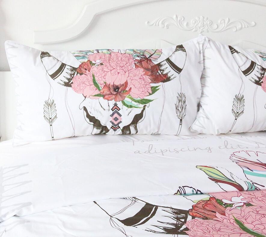 3D Skull Cow Feather 9019 Bed Pillowcases Quilt