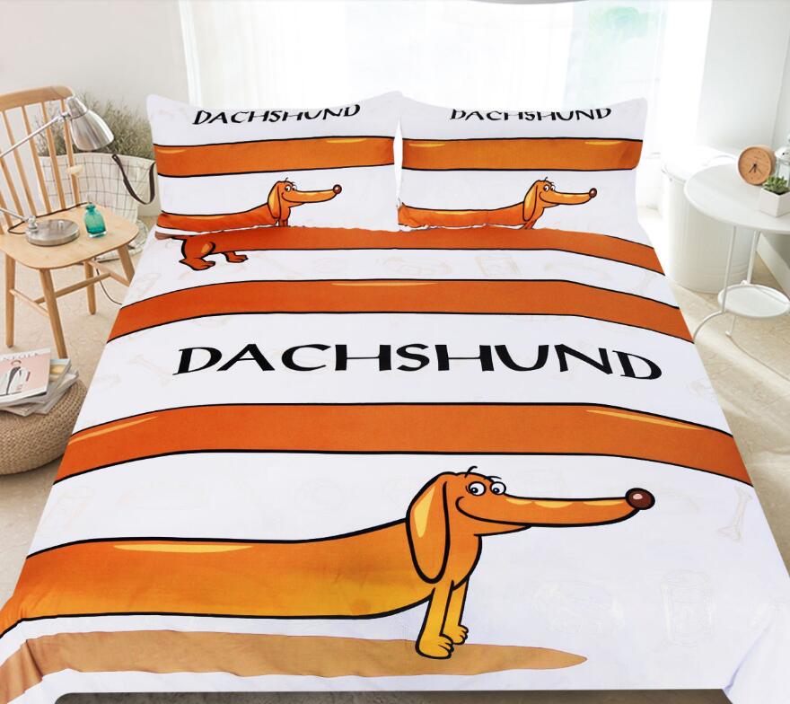 3D Extended Dachshund 1107 Bed Pillowcases Quilt