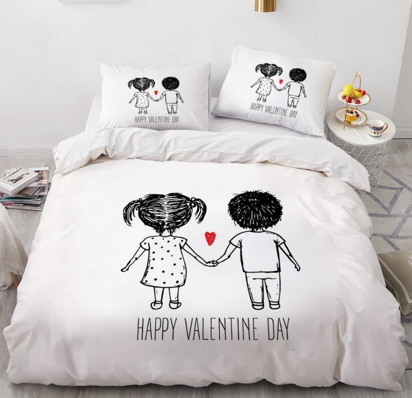 3D Cartoons Boy And Girl Back View 55193 Bed Pillowcases Quilt