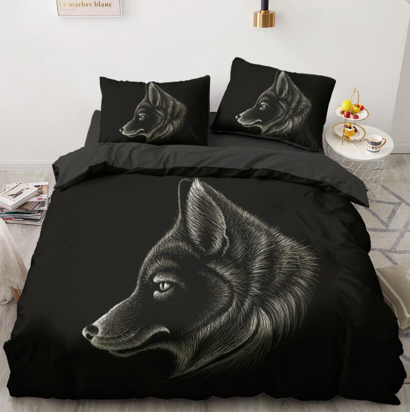 3D Black Background Dog Head 5588 Bed Pillowcases Quilt