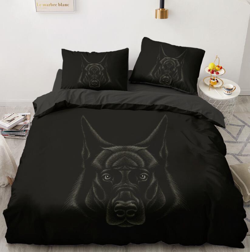 3D Black Background Dog 5594 Bed Pillowcases Quilt