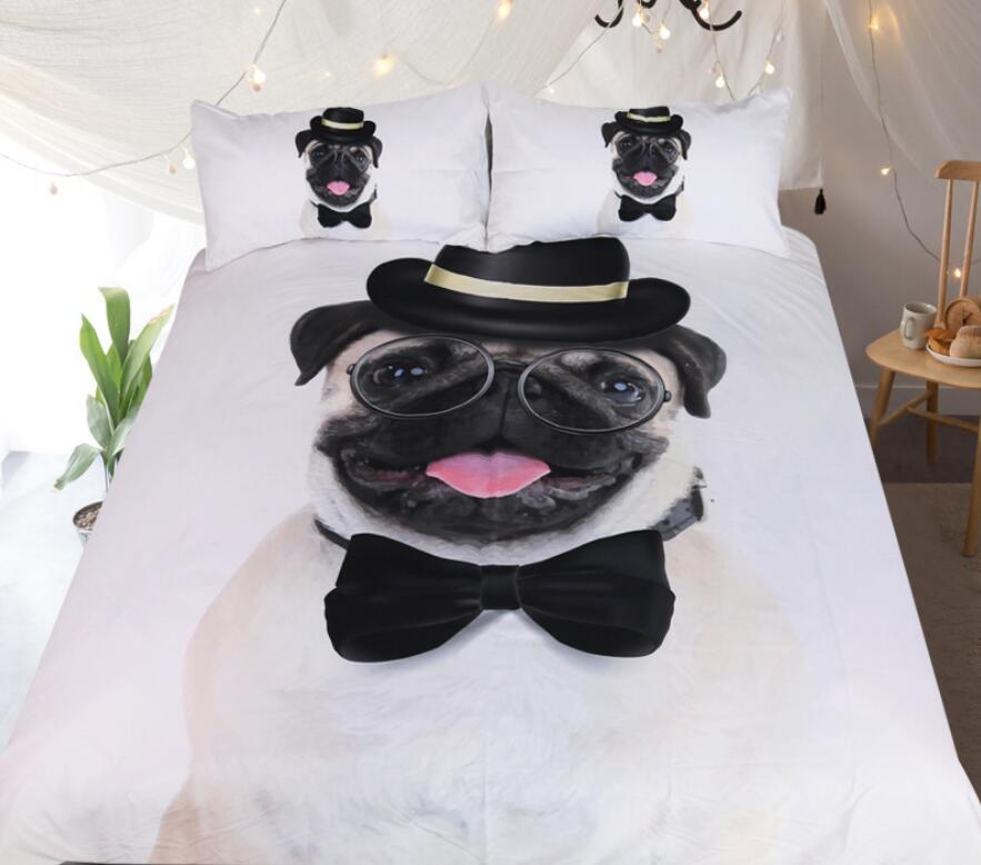 3D Pug Dog Hat 1175 Bed Pillowcases Quilt