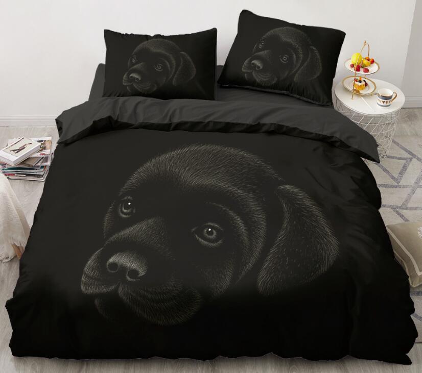 3D Black Background Puppy 5598 Bed Pillowcases Quilt