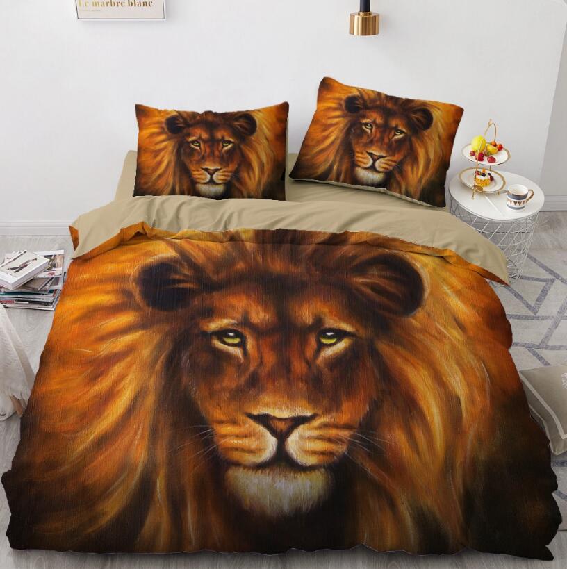 3D Male Lion Head 071 Bed Pillowcases Quilt
