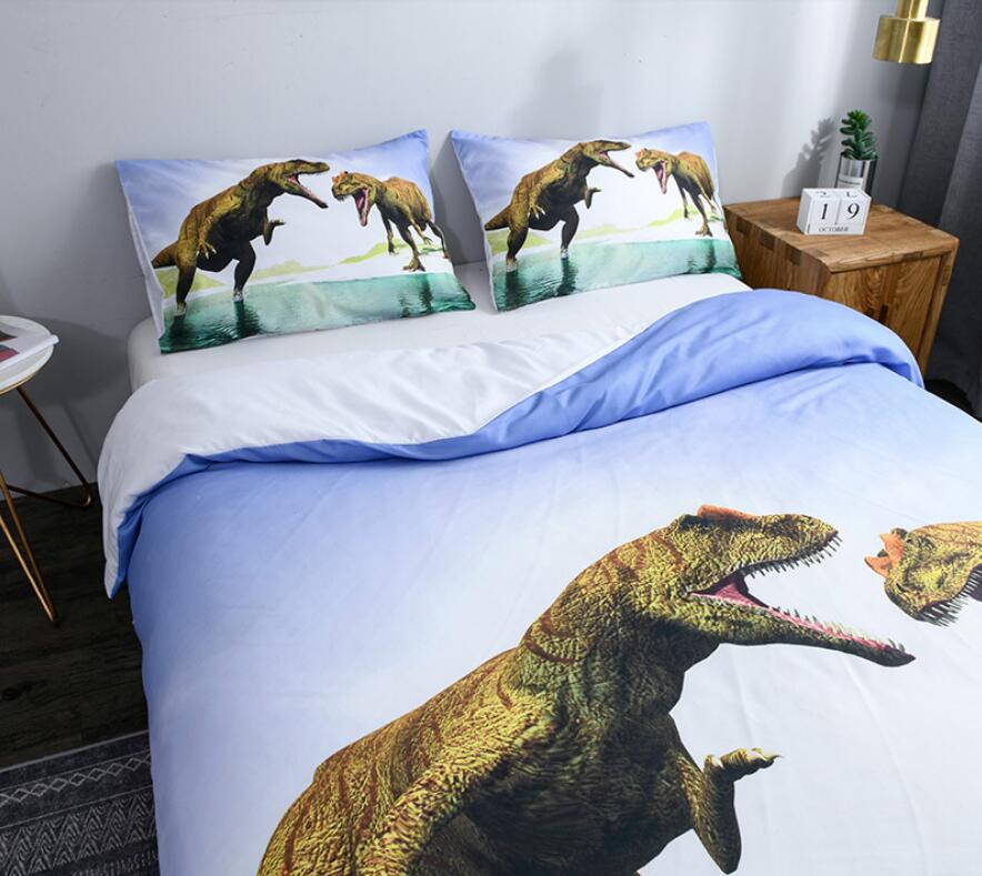 3D Two Dinosaurs 9027 Bed Pillowcases Quilt