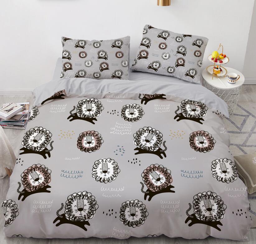 3D Black Grey Lion 55198 Bed Pillowcases Quilt