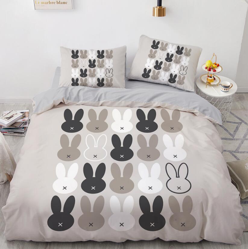 3D Cartoons Grey Rabbit Head 007 Bed Pillowcases Quilt