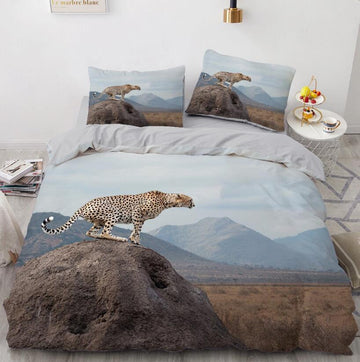 3D Leopard Mountain 064 Bed Pillowcases Quilt