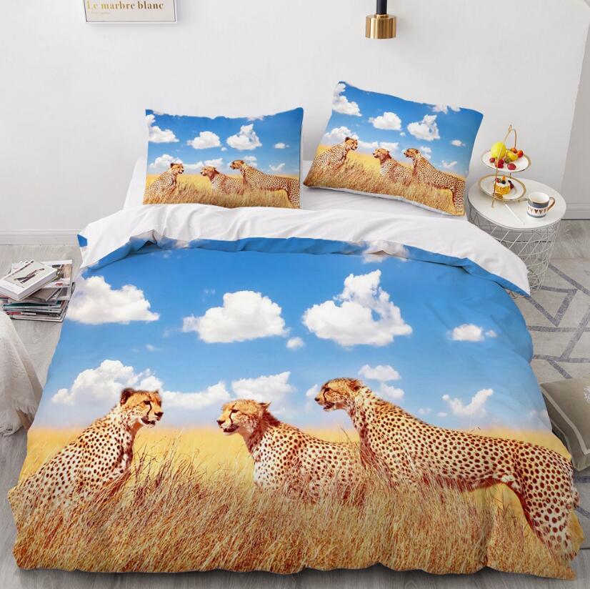 3D Sky Three Leopards 057 Bed Pillowcases Quilt