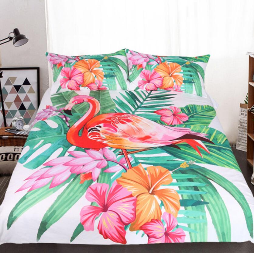 3D Flamingo Flower Leaf 196 Bed Pillowcases Quilt