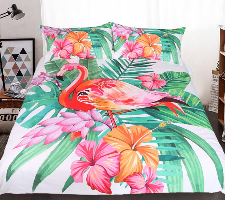 3D Flamingo Banana Leaf 1172 Bed Pillowcases Quilt