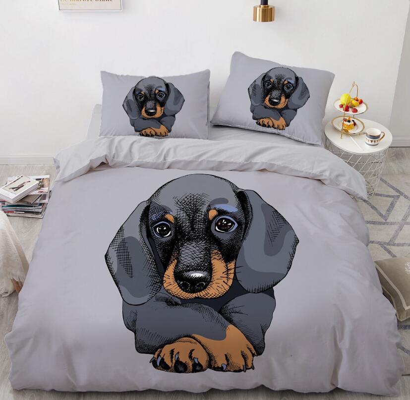 3D Cartoons Dog 55173 Bed Pillowcases Quilt