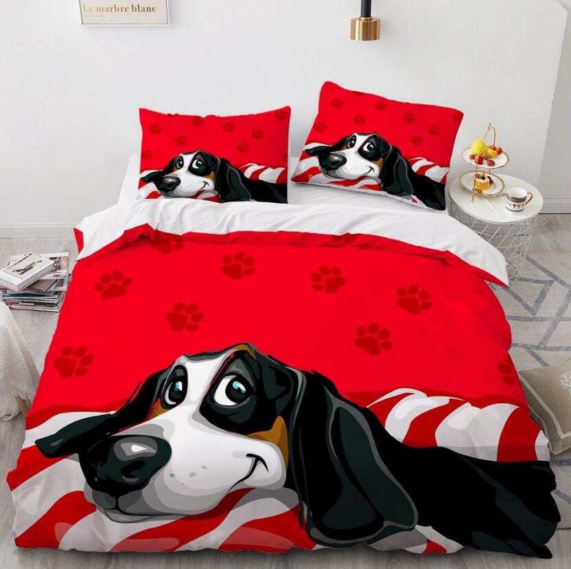 3D Cartoons Red Dog 55178 Bed Pillowcases Quilt