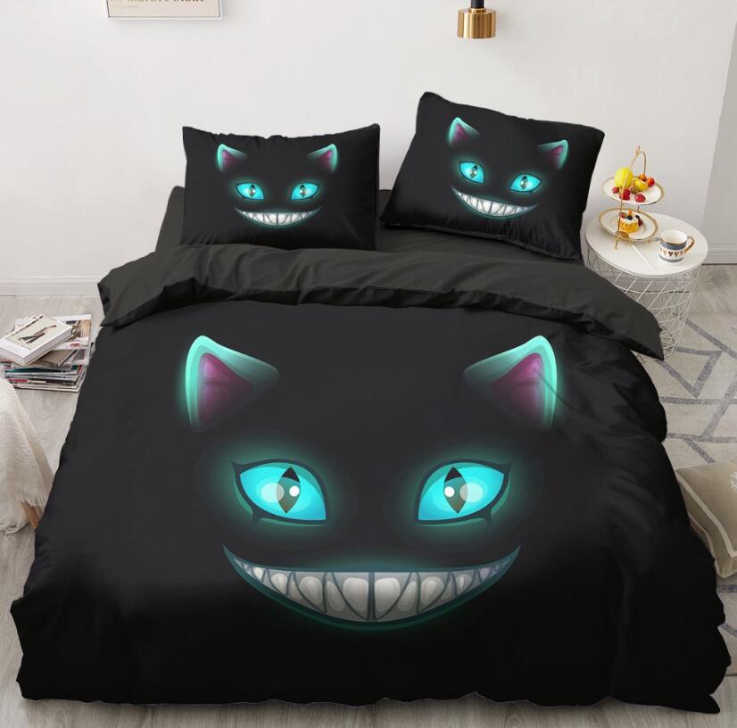 3D Cartoons Smiling Cat 55179 Bed Pillowcases Quilt