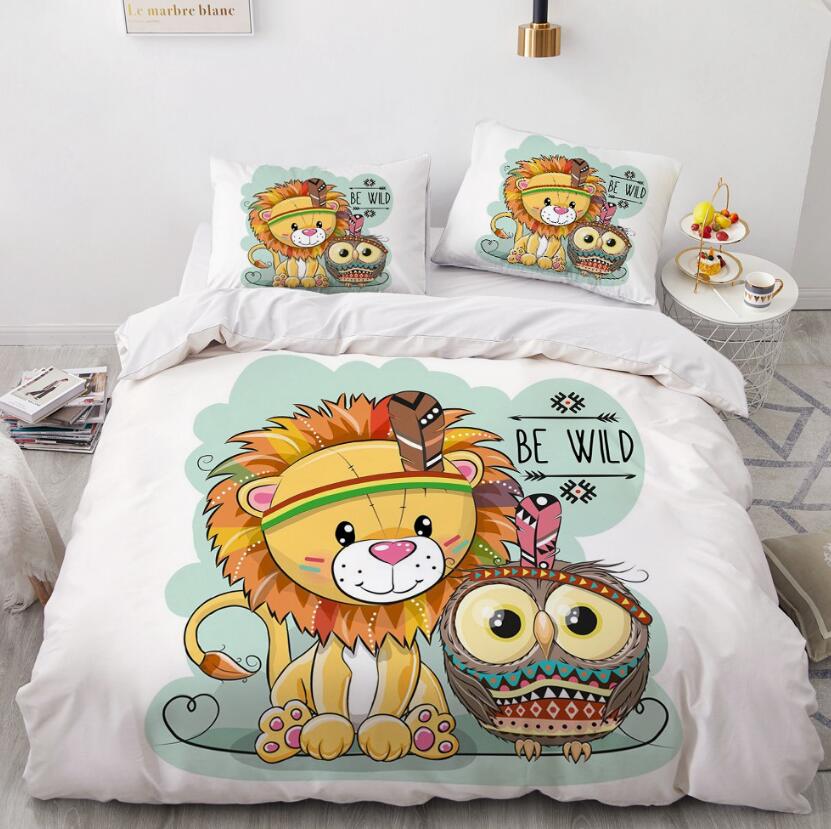 3D Cartoons Lion Owl 55182 Bed Pillowcases Quilt