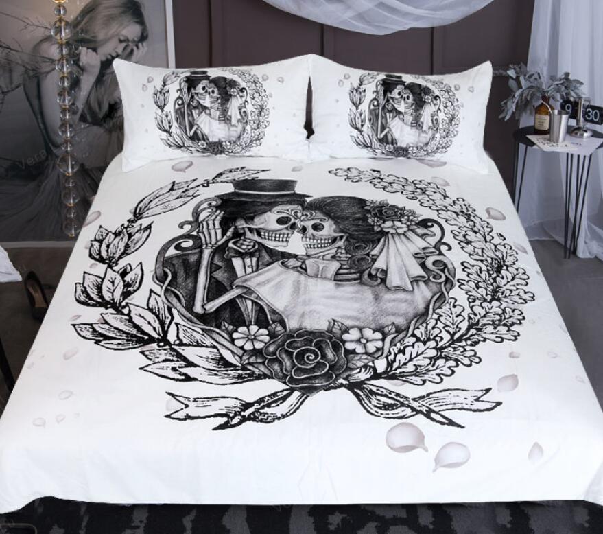 3D Wedding Couple 9051 Bed Pillowcases Quilt