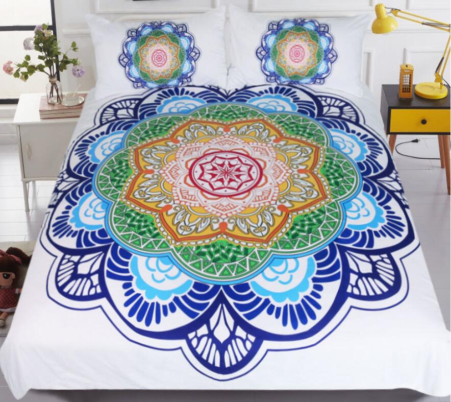 3D Five-Color Lotus 1116 Bed Pillowcases Quilt